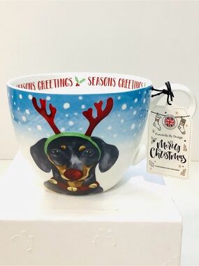 NEW Portobello by Design Bone China Christmas Dachshund Holiday Coffee Tea Mug